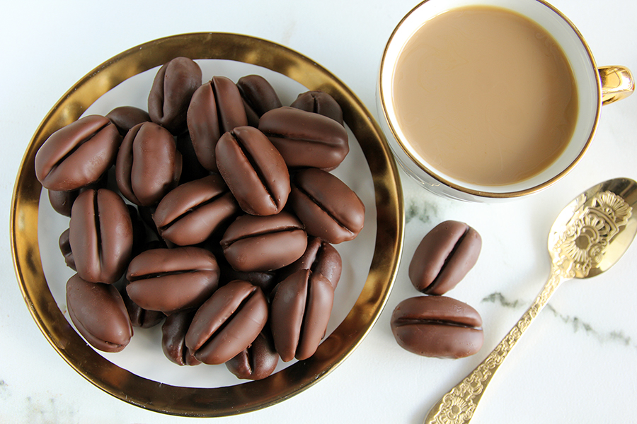 מרציפן קפה בציפוי שוקולד מריר 